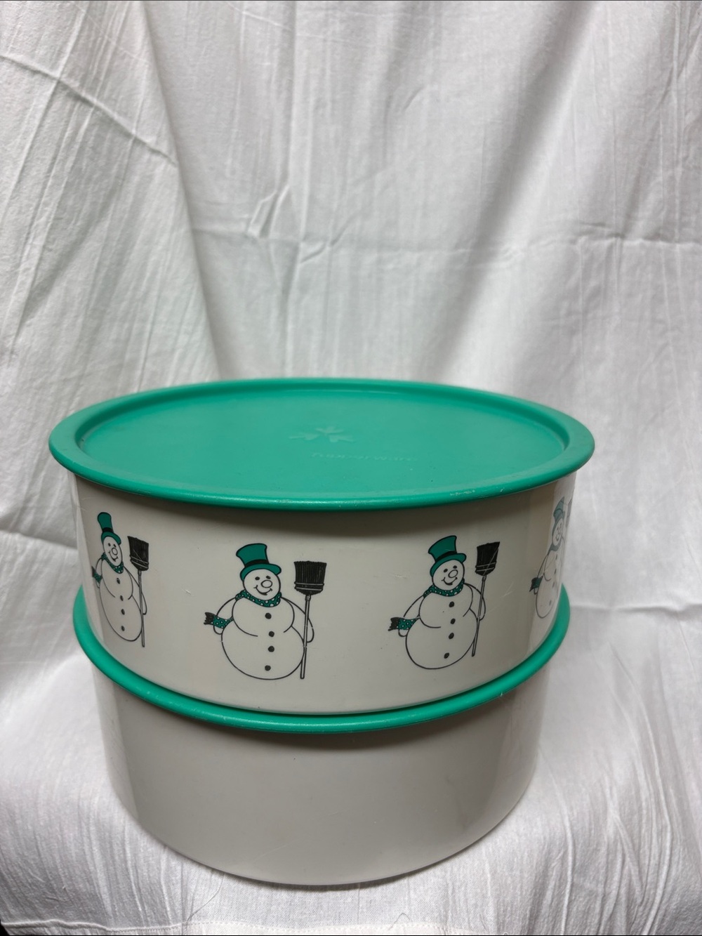 Tupperware Vintage snowman cookie canister set